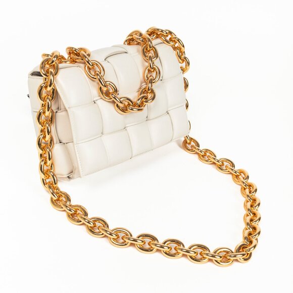 Bottega Veneta Maxi Chain Cassette Chalk Intreccio-Lambskin Shoulder Bag - Picture 6 of 11